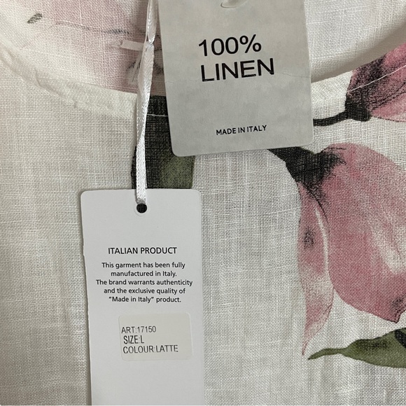 Floral Linen Dress with Pink and Green Accents - Picture 6 of 8